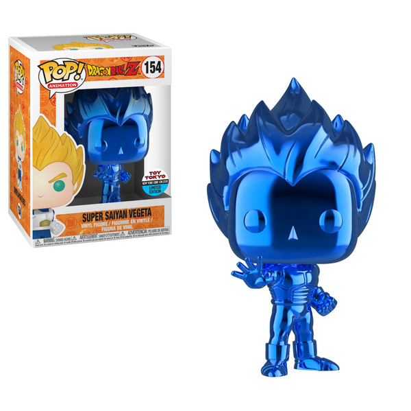 Funko Pop! x Dragon Ball Z Super Saiyan Vegeta (Blue Chrome) #154 Toy Tokyo New York Comic Con 2018 Limited Edition