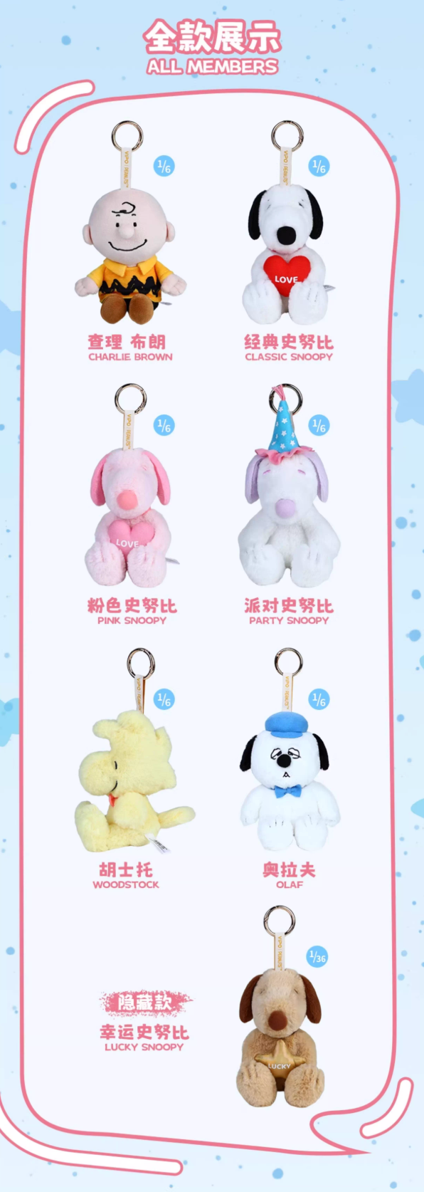 Vipo x Peanuts Snoopy Cute Pals Plush Keychain