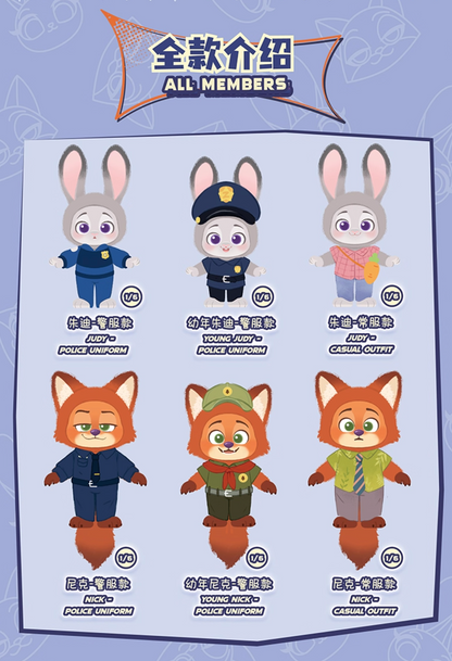 TOPTOY x Disney Zootopia 2 Nick & Judy's Growth Journey Vinyl Plush