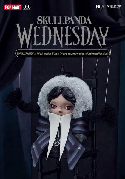 Pop Mart x Skullpanda x Wednesday Plush (Nevermore Academy Uniform Version)